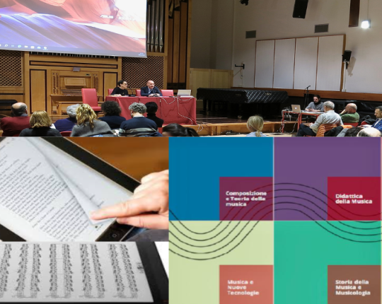 Dettaglio della conferenza stampa, copertine libri, device elettronici