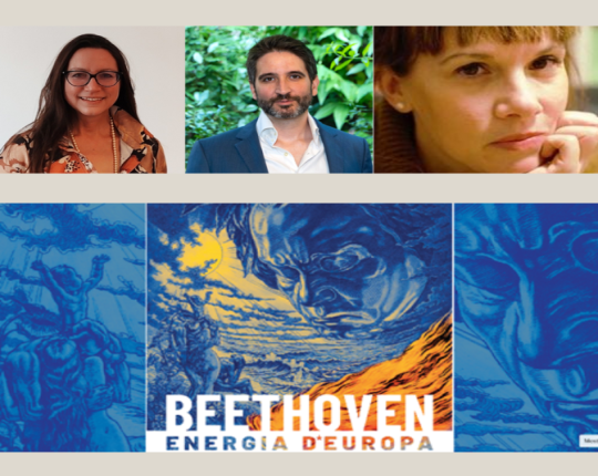 collage dei relatori e copertina evento Beethoven Energia d'Europa